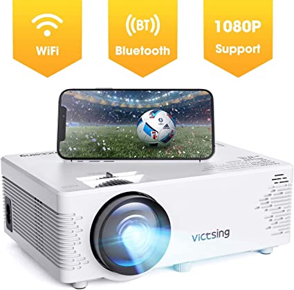 Projector VicTsing Portable Mini Projector Bluetooth Projector 3800 Lumens Support 1080P 176'' Display 40,000 Hrs Lamp Life HiFi Sound with Tripod Compatible with PS4/HDMI/VGA/AV/USB/SD