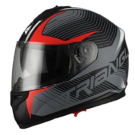 Triangle Matte Red Dual Visor Full Face Motorcycle Helmet [DOT] (Medium)