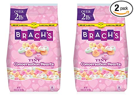 Brach's Tiny Conversation Hearts Candy, Assorted, 33 Ounce, Pack of 2
