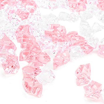 Premium Pink Fake Crushed Ice Rocks, 150 PCS Fake Diamonds Plastic Ice Cubes Acrylic Clear Ice Rock Diamond Crystals Fake Ice Cubes Gems for Decoration Wedding Display Vase Fillers by DomeStar