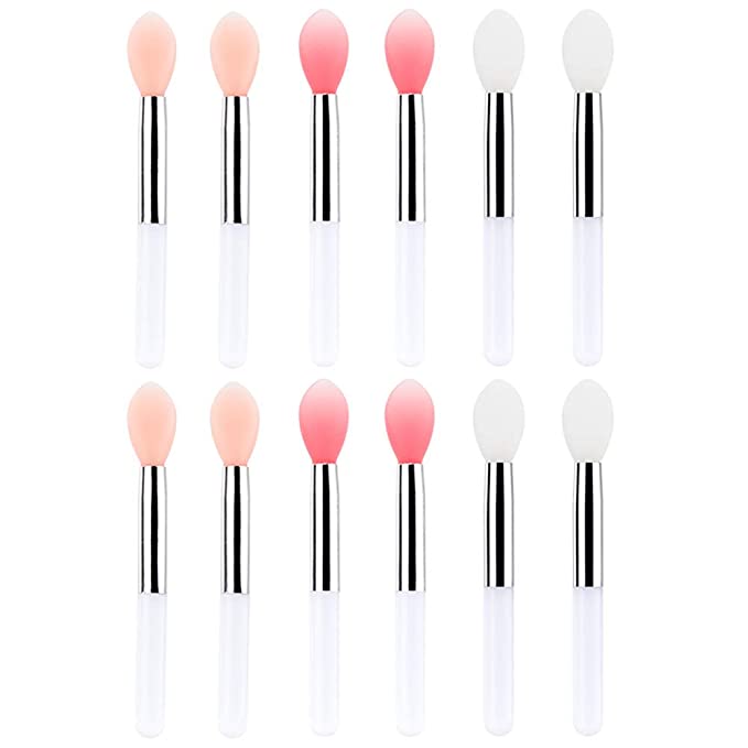 12 Pcs Silicone Lip Brushes Lipstick Lip Gloss Applicator Makeup Beauty Tool, 2 Inch Long