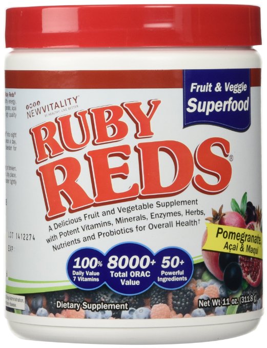 Ruby Reds- Delicious Reds Powder Fruit and Vegetable Supplement with Potent Vitamins, Minerals, Enzymes, Herbs, Nutrients and Probiotics for Overall Health 11oz