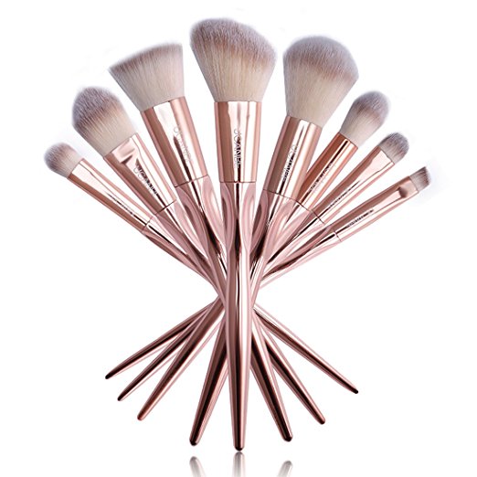 Ucanbe Luxury Makeup Brushes Set 8pcs Premium Synthetic Fiber Hair Professional Powder Eyeshadow Foundation Contour Makeup Brush Set