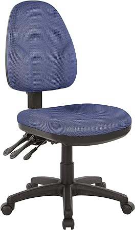 Office Star Ergonomic Dual Function Office Task Chair with Adjustable Padded Back and Built-in Lumbar Support, Armless, Diamond Blue Galaxy Fabric