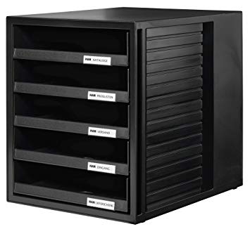 HAN 1401-13, SCHRANK-SET Drawer set Innovative, attractive design with 5 open drawers, black