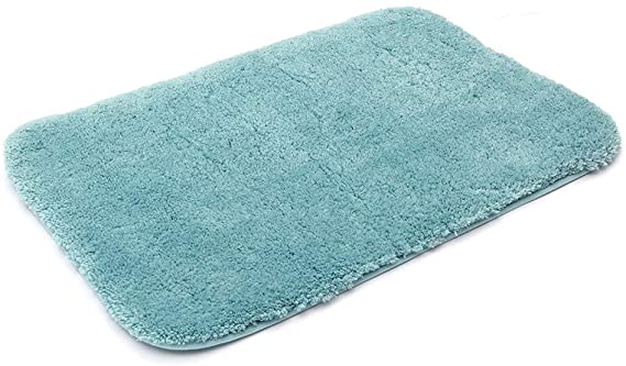 30X20 Inch Bathroom Rug Mat Non Slip 100% Polyester Super Cozy Velvet Machine Washable Fuzzy Rugs with Strong Absorbent Function,Blue