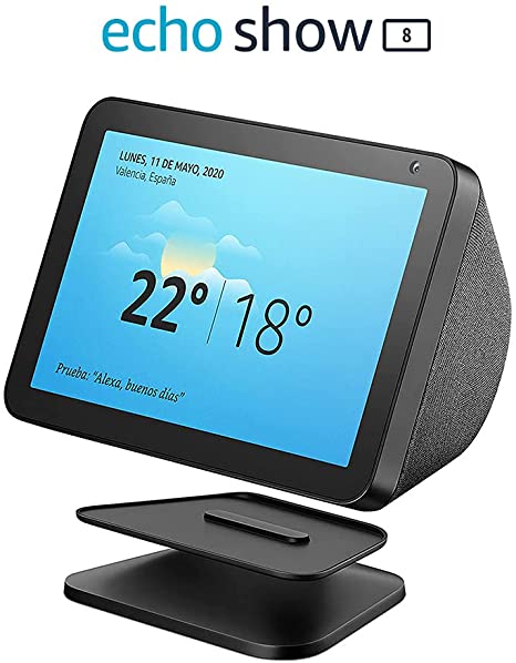 Echo Show 8 (1.ª generación, modelo de 2019), Tela de color antracita   Soporte regulable, Negro