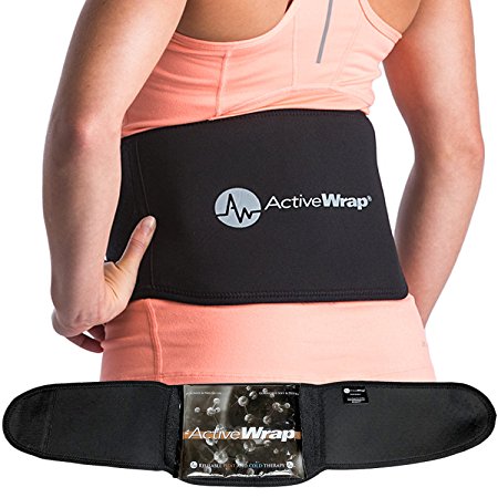 ActiveWrap Back Pain Support Wrap - Includes Reusable Hot Cold Therapy Pack - Lower Lumbar Brace for Sciatic Nerve Pain Relief