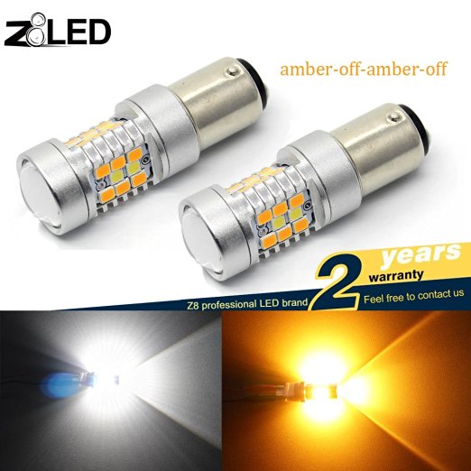 Z8 LED Super Bright White/yellow Switchback Bulbs 1157 1157A 2057 2357A 7528 P21/5W for Turn Signal Lights(brightest Switchback Bulb in the Market) 1157 double color