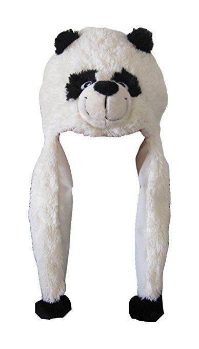 ZooPurr Pets Unisex Plush Animal Hats with Poms - Warm, Soft, and Cozy (Panda)