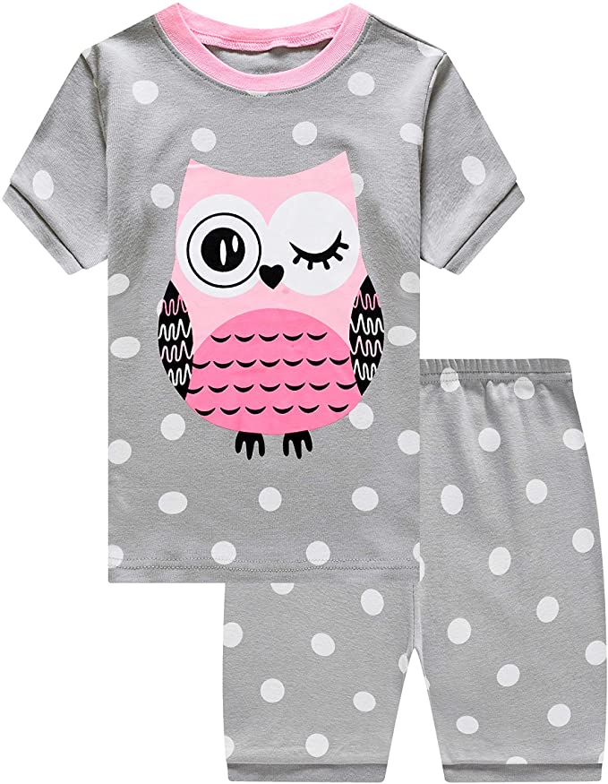 Family Feeling Girls Pajamas Shorts Toddler Pjs 100% Cotton Kids Summer Sleepwears