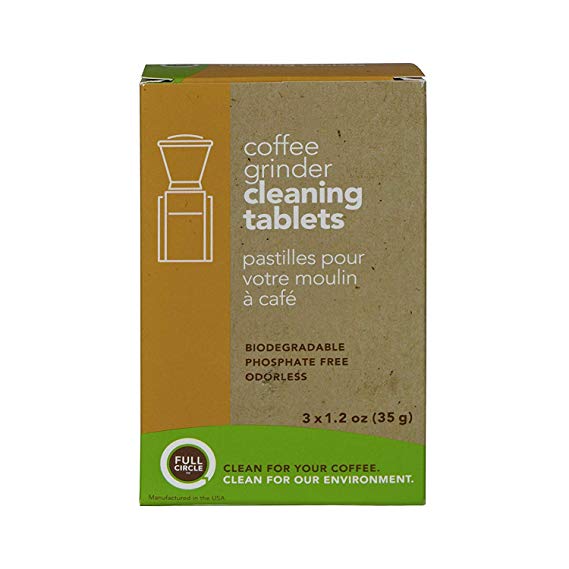 Full Circle Coffee Grinder Cleaning Tablets - 3 Single Use Packets - Coffee Grinder Cleaner Removes Coffee Residue and Oils - 19-G01-FCP03