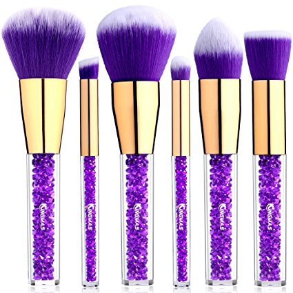 KINGMAS 6 Pieces Makeup Brushes “Diamond lover” Face Powder Foundation Eyebrow Blush Concealer Cosmetic make up brush set - Purple
