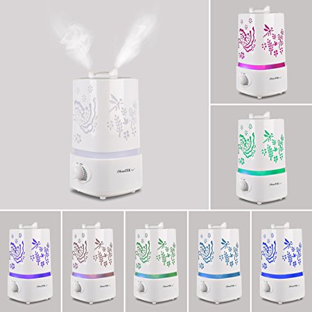 GPCT [7 Different Color] 1.5L Ultrasonic Aromatherapy Essential Oil [Air Humidifier/Aroma Diffuser] Auto-Shut OFF, LED Lights, Baby/Kids/Bedroom Living/Office/Car/Spa Cool Mist Air Ionizer/Purifier