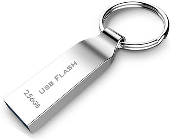 USB Flash Drive 256gb, Tankeo PC Memory Stick Thumb Waterproof Backup Drive with Keychain-Silver