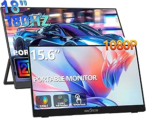 InnoView 18Inch 2K 180HZ Non-Touch Portable Gaming Monitor and 15.6Inch 1080P 60HZ Touchscreen Portable Monitor