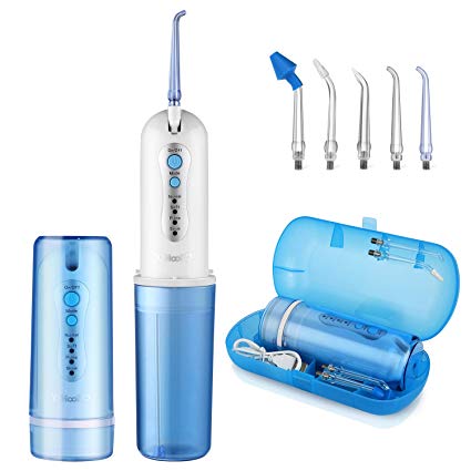 YOHOOLYO Water Flosser Portable Oral Irrigator with Protective Case 5 Jet Tips 4 Working Modes for Home and Travel Dental Flosser