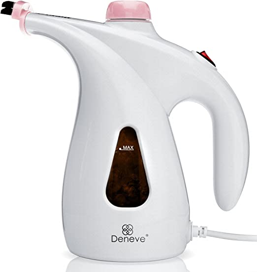 Portable Garment Steamer by Deneve, Steamer, Handheld Steamer, Fabric Steamer, Portable Steamer, Garment Steamer, Portable Garment Steamer, Household Steamer with Nearly 1,000 Watts of Power (Pink)