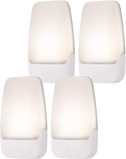 GE Soft, 3000K, Listed, Home Office, 46882 LED Night Light, Plug-in, Dusk to Dawn Sensor, UL-Certified, Ideal for Bedroom, Bathroom, Kitchen, Nursery, 4 Pack, Warm White