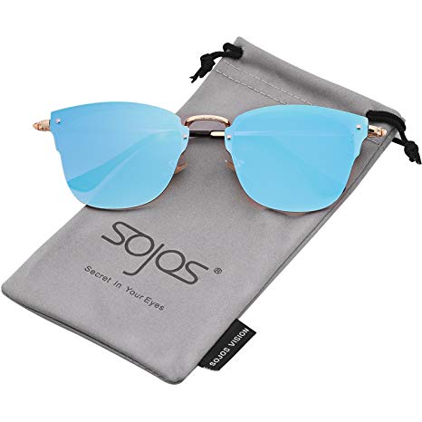 SojoS Rimless Mirrored Unisex Sunglasses Flat Lens Retro Carved Bridge SJ1071