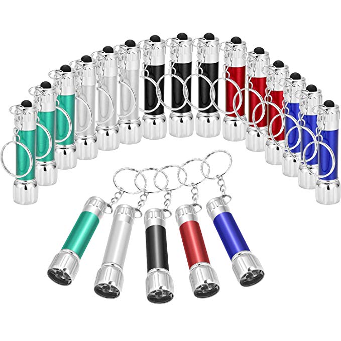 Tatuo 20 Pieces Mini Flashlights Keychain 5 Bulbs LED Keychain for Camping Kids Party Favors (Style 3)