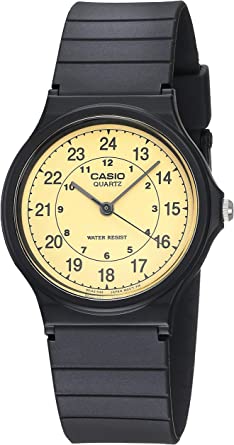 Casio Men's Classic Analog MQ24-9B Black Resin Quartz Watch with Beige Dial