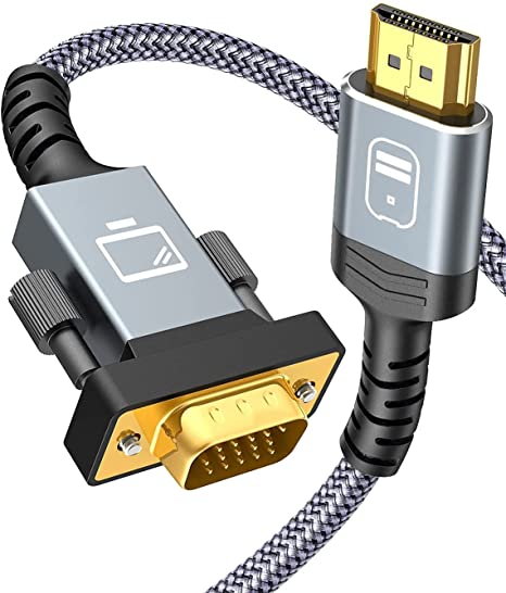 Snowkids HDMI to VGA 3M, Gold-Plated HDMI to VGA Cable, (1080P 60Hz) Unidirection 15 Pin HDMI to VGA Converter Cord Male to Male