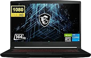 MSI 15.6" FHD 144Hz Gaming Laptop, Intel Core i5-11400H Processor, NVIDIA GeForce RTX 3050, 16GB DDR4 RAM, 512GB PCIe SSD, WiFi, Webcam, Backlit Keyboard, Windows 11 Home, Black