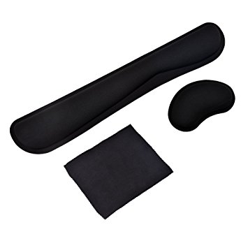 Ledinus Memory Foam Wrist Rest Pad and Mouse Wrist Rest Support Cushion for Working Gaming with Microfiber Cleaning Cloth - Durable & Non-slip & Comfortable & Lightweight For Easy Typing & Pain Relief