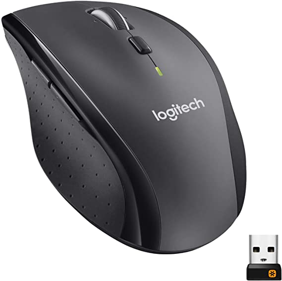 Logitech M705 Marathon Wireless Mouse – Long 3 Year Battery Life, Ergonomic Sculpted Right-Hand Shape, Hyper-Fast Scrolling and USB Unifying Receiver, for Computers and laptops, Dark Gray