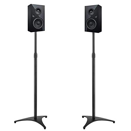 PERLESMITH Adjustable Height Speaker Stands-Extends 30" to 45"- Hold Satellite & Bookshelf Speakers Weight up to 8lbs-Heavy Duty Floor Stands for Surround Sound-1 Pair