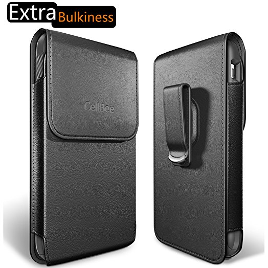 Dreo [CellBee Plus Series] Universal PU Leather Heavy Duty Vertical Cellphone Holster Case with Belt Clip for Smartphones (Extra Bulkiness)