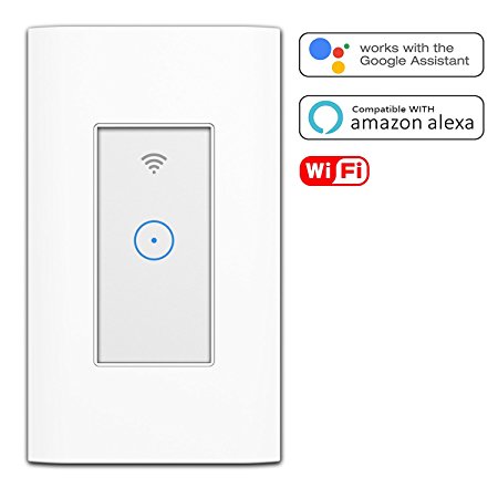 Smart Light Switch,Wi-Fi Switch In-wall Wireless Switch Compatible With Amazon Alexa,Remote Control Your Fixtures From Anywhere,Timing Function,Overload Protection,No Hub Required