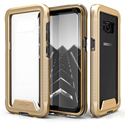 Zizo ION Series Compatible with Samsung Galaxy S8 Case Military Grade Drop Tested with Tempered Glass Screen Protector Gold Clear