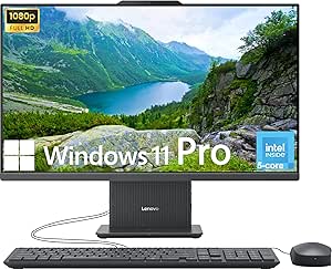 Lenovo ThinkCentre All-in-One Desktop Computer, 24" FHD IPS Display, 5-core Intel U300 Processor, 16GB DDR5, 256GB SSD, Wi-Fi 6, USB-C, HDMI in&Out, Wired KB&Mouse, Windows 11 Pro