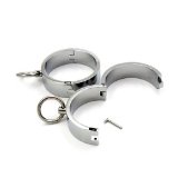 Extreme SEX  DELUXE STEEL BONDAGE 2125 S Unisex Chrome-Steel Restraints Cuffs 2 pcs with Magnet Locking Pins  sm411 shipped in discrete package  NO INVOICES included