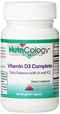 Nutricology Vitamin D3 Complete with Vitamin A and K2 Capsules, 60 Count