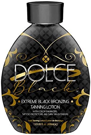 Dolce Black Bronzer Tanning Lotion - Outdoor/Indoor Tanning Lotion for Tattoo & Color Fade Protection - Anti-Orange, Anti-Aging & Anti-Wrinkle Natural Tanning Lotion - Tanning Lotion for Men & Women