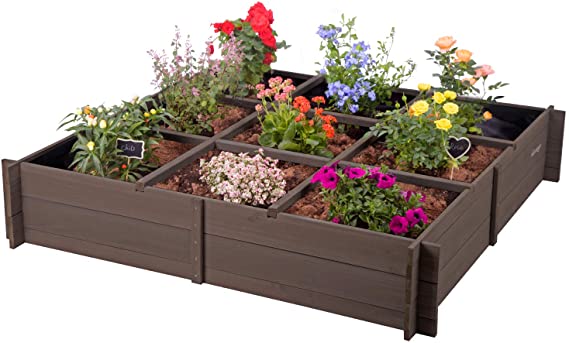 Aivituvin Raised Garden Beds Kit Planter Boxes Outdoor for Vegetable Herbs Gardening 51.6" x 51.6" Flower Beds with Inner Lining,Removable Shelves
