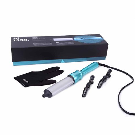 hiLISS Ellipse Barrel Hair Curling Irons Pro Ceramic Hair Curling Tong 1-12 Inch Teal