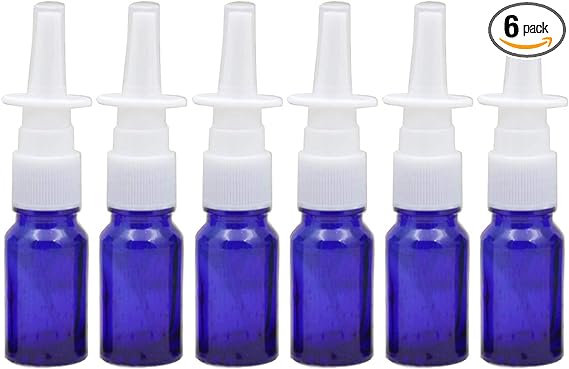 SYBL 6Pcs 10ml/0.34oz Glass Nasal Bottles - Portable Empty Refillable Fine Mist Atomizers Cosmetic Makeup Perfume Storage Container Vials(Blue)