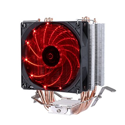 Premium Quality upHere Quiet CPU Cooler with 4 Direct Contact Heatpipes, Red LED Fan