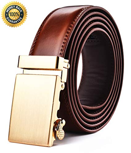 Men's Belt,XHtang Automatic Slide Ratchet Belt for Men with Genuine Leather 1 3/8,Trim to Fit