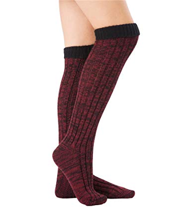 SherryDC Women's Ribbed Knit Knee High Boot Socks Winter Long Leg Warmers Stockings