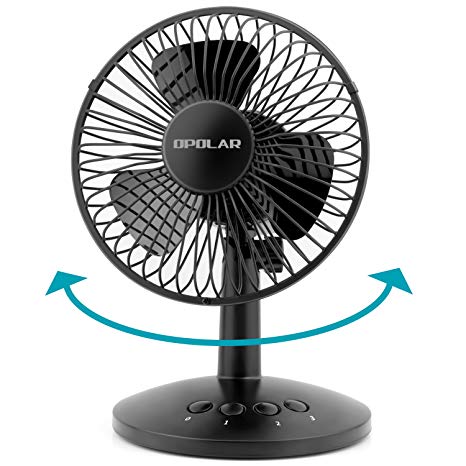 OPOLAR First Oscillating Mini Fan, AA Battery (not included) Operated or USB Powered, Portable Table Fan, 3 Speeds, Adjustable Head, Enhanced Airflow and Low Noise, Personal Office Fan for Home Office