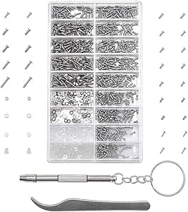 MMOBIEL 1000 Pcs Mini Screw Kit - Stainless Steel Micro Screws/Nuts - for Watches, Glasses, Smartphones, Electronics and More - Repair Set incl. Screwdriver and Metal Tweezer