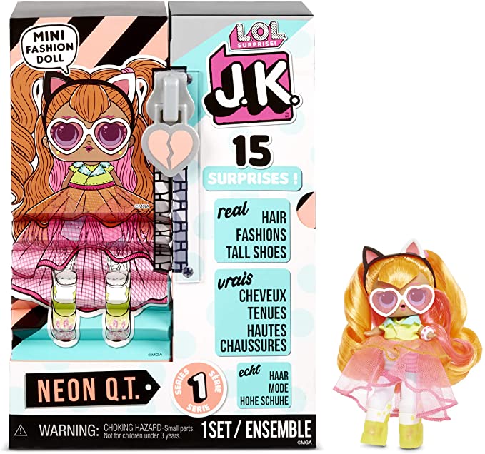 L.O.L. Surprise! JK Neon Q.T. Mini Fashion Doll with 15 Surprises