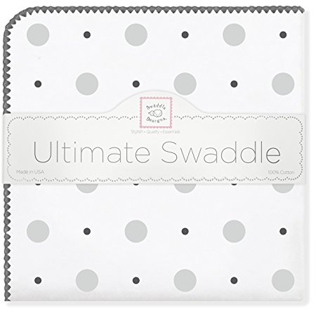 SwaddleDesigns Ultimate Receiving Blanket, Big Dot Little Dot, Sterling