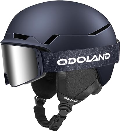 Odoland Ski Helmet Goggles Set, Snowboard Helmet Protective Glasses, Adjustable Size Ventilation System, PC Shell and Protective EPS Foam Snow Helmet for Men Women Youth, Goggles Compatible