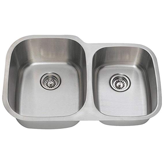 MR Direct 503L-18 Offset Double Bowl Stainless Steel Sink